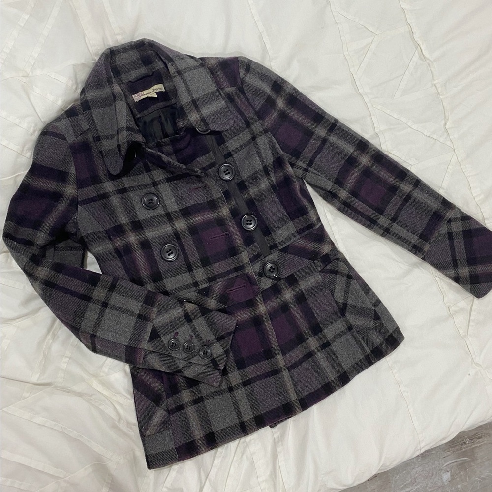 wool blend double breasted pea coat